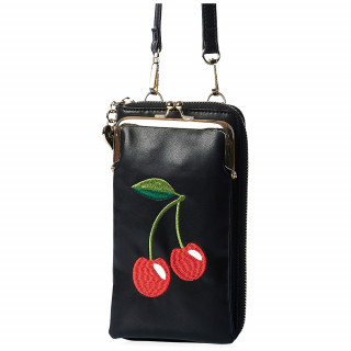 Sac de tlphone bandoulire noir  cerises gourmandes - Banned