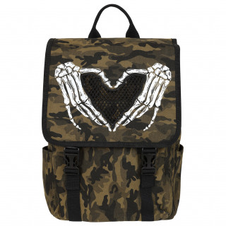 Sac  dos camouflage militaire punk-rock  mains squelette formant un coeur