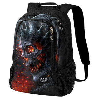 Sac à dos noir à démon de feu et d'os noirs (avec poche laptop)