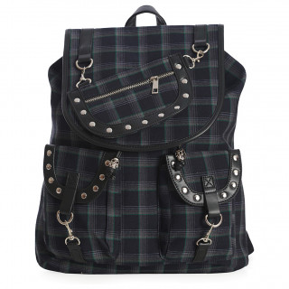 Sac  dos rock tartan gris antracite  rivets - Banned