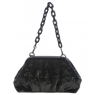 Sac en velours noir  motif chandeliers anciens  bandoulire chaine - BANNED