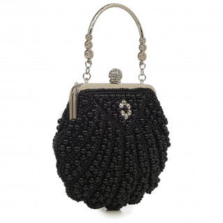 Sac  main couvert de perles noires modle ELEANOR 20'S - Banned