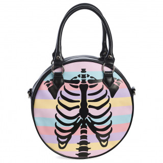 Sac  main gothique rond  cage thoracique sur rayures colores - Banned