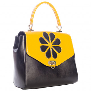 Sac  main jaune et noir  fleur "WATERLILY" - Banned