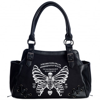 Sac  main noir ouija  papillon squelette et lacets - Banned