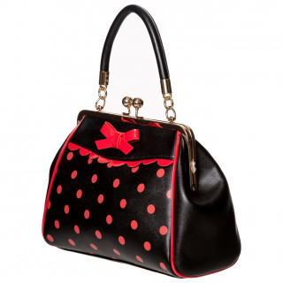 Sac  main noir  pois rouges et fermoire rtro - Banned