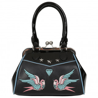 Sac  main  patchs hirondelles et diamant style tattoo - Banned