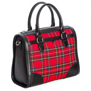 Sac  main punk-rock similicuir  tartan rouge - Banned