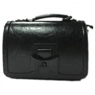 Sac  main rtro noir style cartable  noeud papillon - Banned