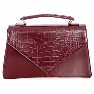 Sac à main rétro similicuir marron effet peau de crocodile - Banned