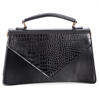 Sac à main rétro similicuir noir effet peau de crocodile - Banned
