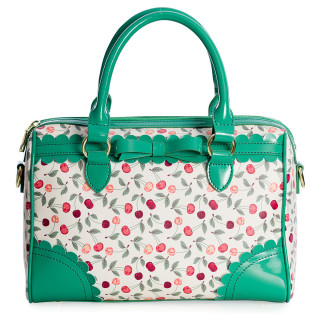 Sac  main Rockabilly blanc et vert  cerises et ruban - BANNED