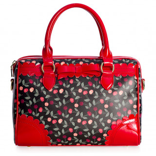 Sac � main Rockabilly noir et rouge � cerises et ruban - BANNED
