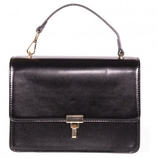 Sac à main style cartable noir rétro-vintage à anse fourrure - BANNED
