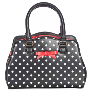 Sac  main style vintage noir  pois blancs et noeud rouge "POPPY POLKA"