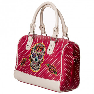 Sac  main sugar skull magenta  pois - Banned