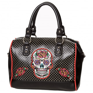 Sac  main sugar skull noir  pois - Banned