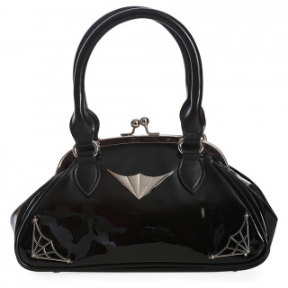 Sac  main verni noir  dcorations toiles d'araigne