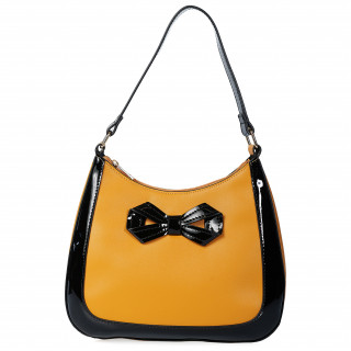 Sac MARLENE BOW jaune moutarde  noeud papillon et bords noirs - Banned