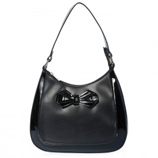 Sac MARLENE BOW noir à noeud papillon et bords laqués - Banned