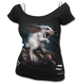 T-shirt dbardeur (2en1) femme  lapin de paques dmoniaque