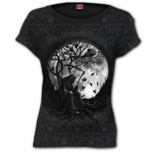 T-shirt femme avec La Faucheuse sur pleine lune