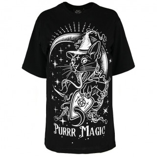 T-shirt femme  chat magicien, lune et curseur ouija - RESTYLE