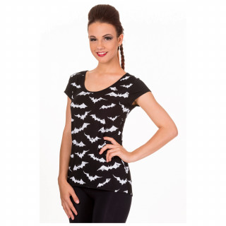 T-shirt femme goth-rock Banned  chauve-souris - Blanc