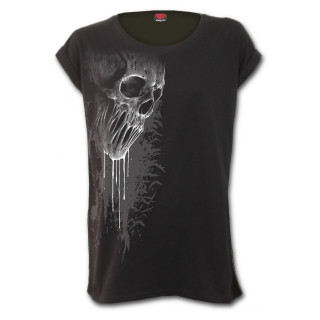 T-shirt femme goth-rock noir  crane fondu