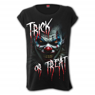 T-shirt femme gothique  clown sanguinaire "TRICK OR TREAT"