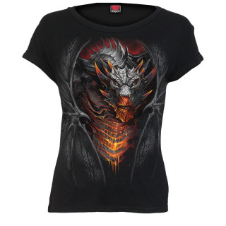 T-shirt femme gothique  Dragon dbordant de lave