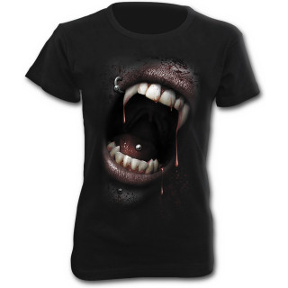 T-shirt femme gothique  mancherons avec bouche de vampire