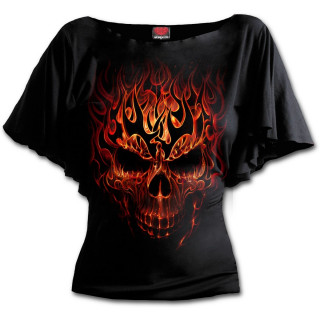 T-shirt femme gothique "SKULL BLAST" - manches chauve-souris