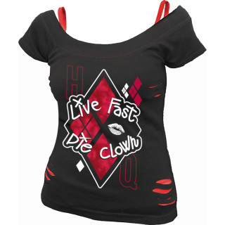 T-shirt femme Harley Quinn " Live fast Die clown "