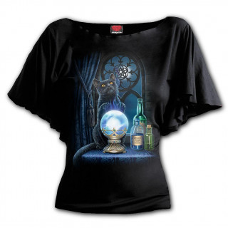 T-shirt femme  manches voiles chat noir "THE WITCHES APRENTICE"