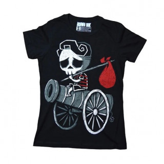 T-shirt femme  petit squelette sur un canon "Destination Nowhere" - Akumu Ink