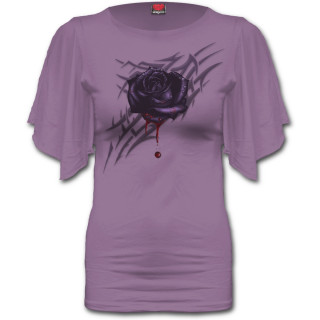 T-shirt femme pourpre  rose sanglante et symbole tribal