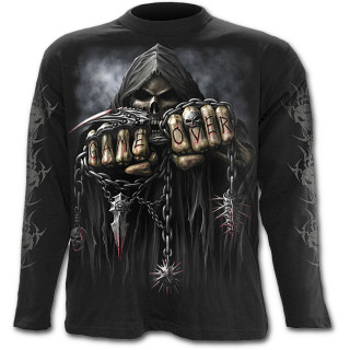 T-shirt gothique homme  manches longues avec la Mort  chaine de combat