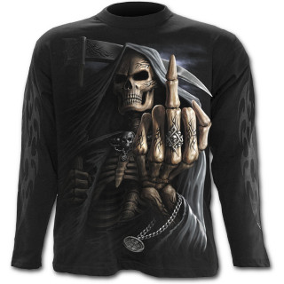 T-shirt gothique homme  manches longues avec la Mort faisant un fuck