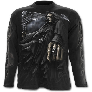 T-shirt gothique homme  manches longues avec La Mort pointant sa prochaine victime