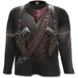 T-shirt gothique homme  manches longues avec motif imitation tenue de mercenaire