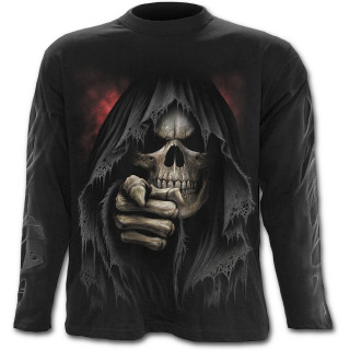 T-shirt gothique homme  manches longues  doigt de la mort avec faux et sablier
