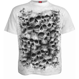 T-shirt gothique homme  mur de crane TWISTED SKULLS - Blanc