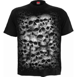 T-shirt gothique homme  mur de cranes TWISTED SKULLS - Noir