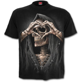 T-shirt homme "Amour noir" avec la Mort formant un coeur