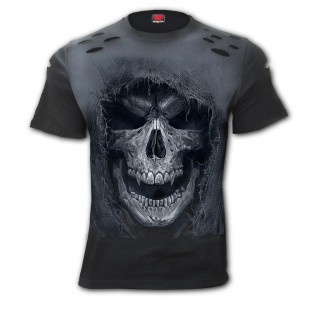 T-shirt homme aspect dchir  crane encapuchonn