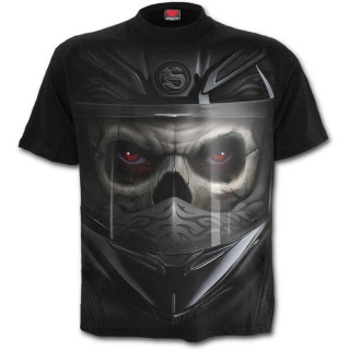 T-shirt homme avec biker dmon sur moto rouge sang