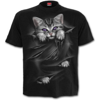 T-shirt homme avec chat gris  griffes sorties et dchirures