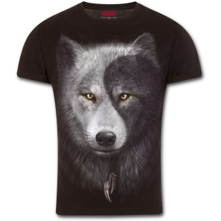 T-shirt homme avec loups et attrape rve inspiration Yin et Yang (coupe moderne)