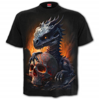 T-shirt homme  bb dragon et crne humain vein de feu